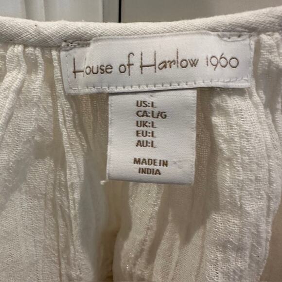 House Of Harlow 1960 Ivory Embroidered Floral Blouse Size: L - Picture 5 of 9